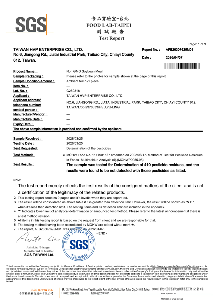 Pesticide Residues (Non-GMO 